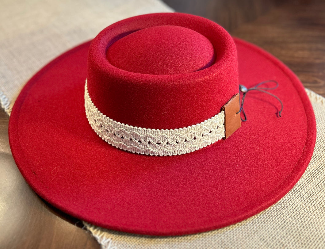 Swanstetler Original - Red Wide Brim with Lace