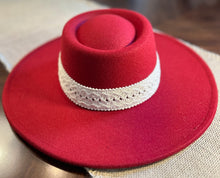 Load image into Gallery viewer, Swanstetler Original - Red Wide Brim with Lace
