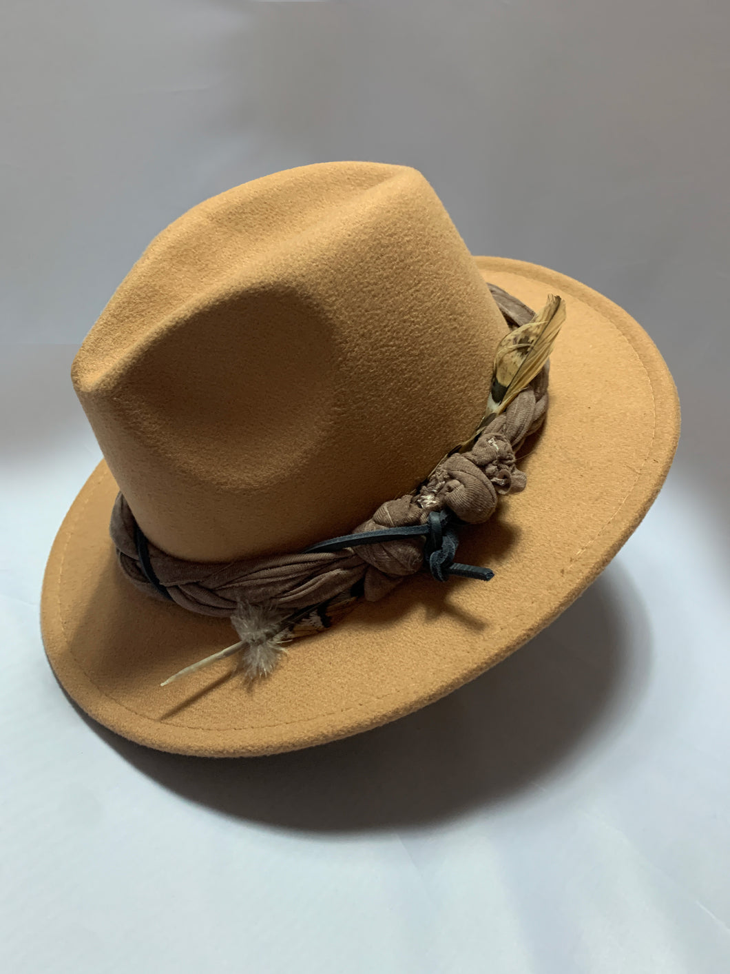 Swanstetler - Tan Fedora and Feathers