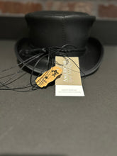 Load image into Gallery viewer, Marlow Black Leather Top Hat with Turquoise Band
