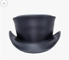 Load image into Gallery viewer, Marlow Black Leather Top Hat with Turquoise Band
